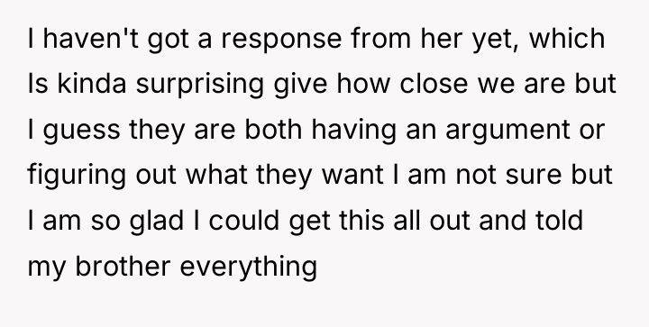 I haven't got a response from her yet, which Is...