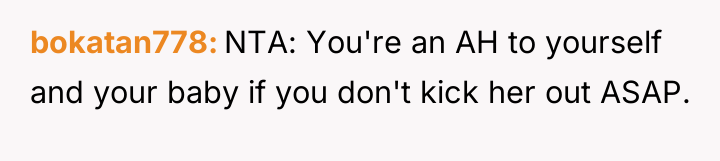 bokatan778 NTA: You're an AH to yourself and your baby...