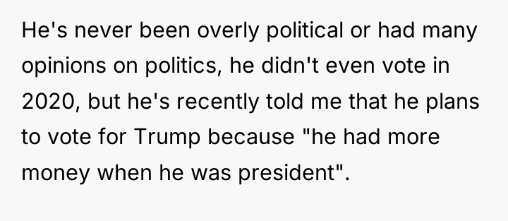 He's never been overly political or had many opinions on...