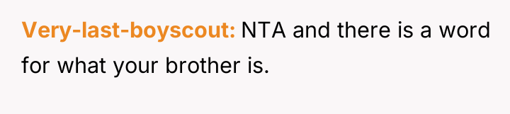 Very-last-boyscout NTA and there is a word for what your...