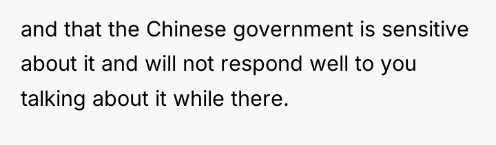 and that the Chinese government is sensitive about it and...