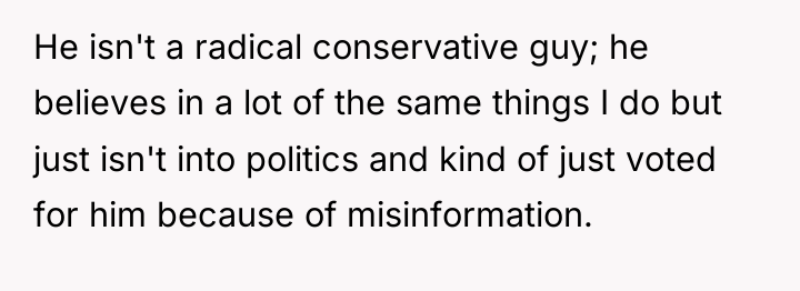 He isn't a radical conservative guy; he believes in a...