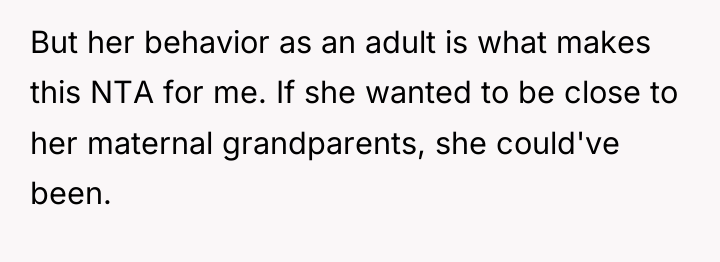 But her behavior as an adult is what makes this...