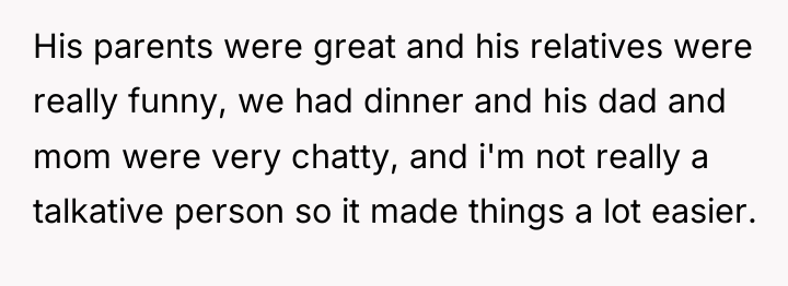 His parents were great and his relatives were really funny,...