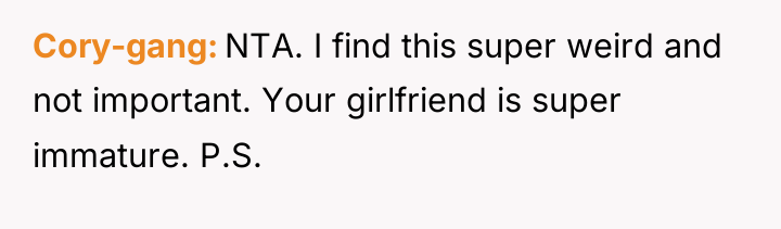 Cory-gang NTA. I find this super weird and not important....