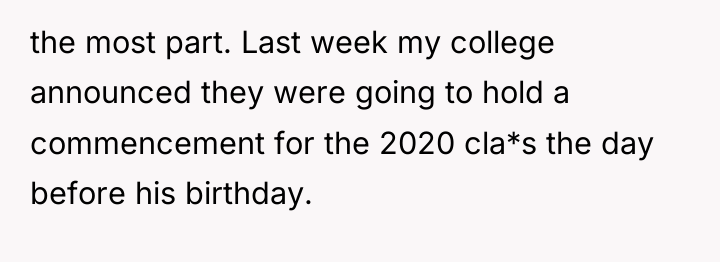 the most part. Last week my college announced they were...