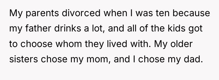 My parents divorced when I was ten because my father...