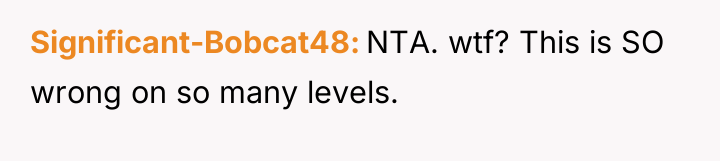 Significant-Bobcat48 NTA. wtf? This is SO wrong on so many...