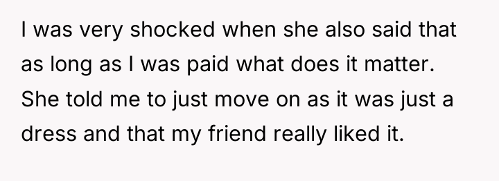 I was very shocked when she also said that as...