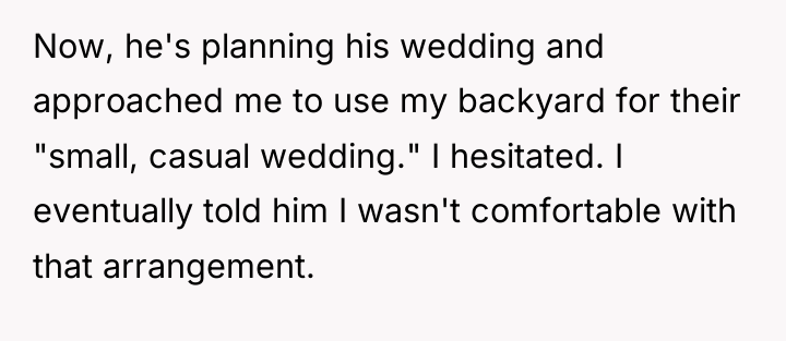 Now, he's planning his wedding and approached me to use...