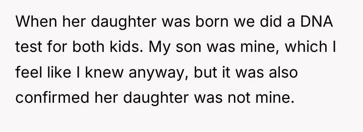 When her daughter was born we did a DNA test...