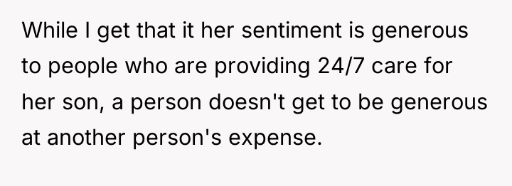While I get that it her sentiment is generous to...