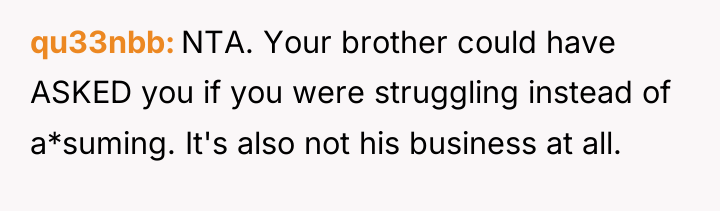 qu33nbb NTA. Your brother could have ASKED you if you...
