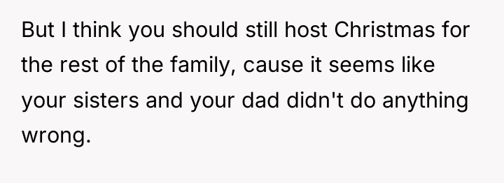 But I think you should still host Christmas for the...
