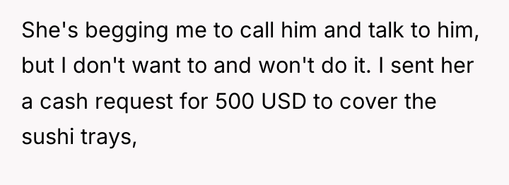 She's begging me to call him and talk to him,...