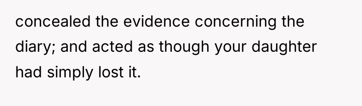 concealed the evidence concerning the diary; and acted as though...