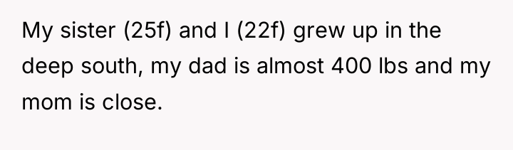 My sister (25f) and I (22f) grew up in the...