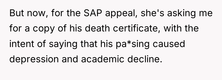 But now, for the SAP appeal, she's asking me for...