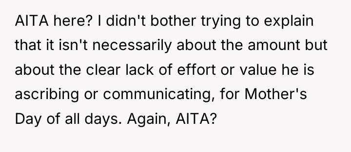AITA here? I didn't bother trying to explain that it...