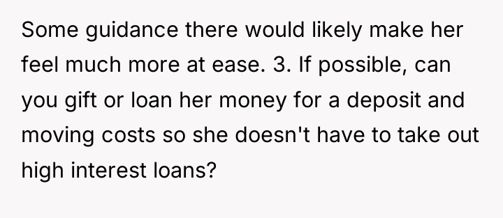 Some guidance there would likely make her feel much more...
