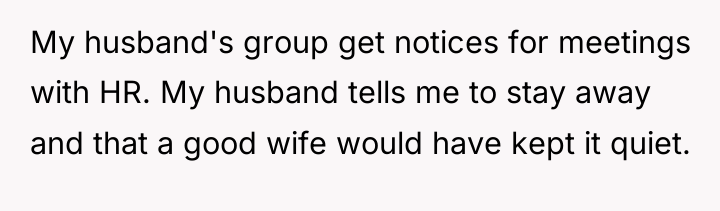 My husband's group get notices for meetings with HR. My...