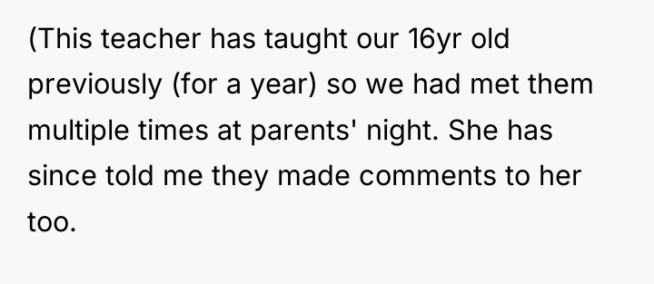 (This teacher has taught our 16yr old previously (for a...