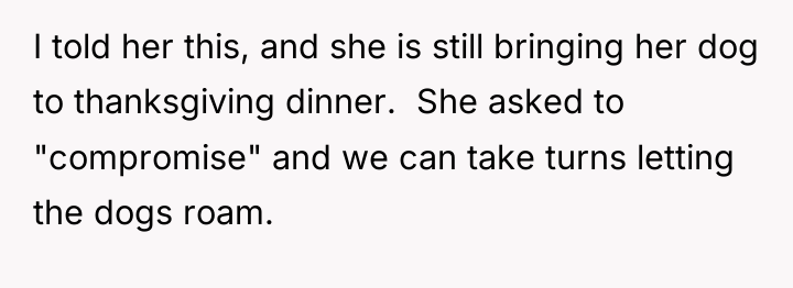 I told her this, and she is still bringing her...