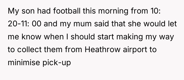 My son had football this morning from 10: 20-11: 00...