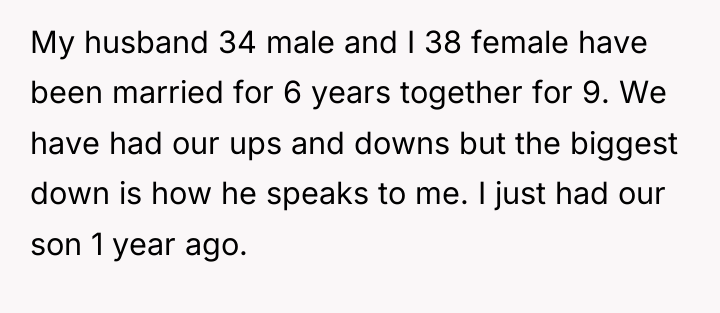 My husband 34 male and I 38 female have been...