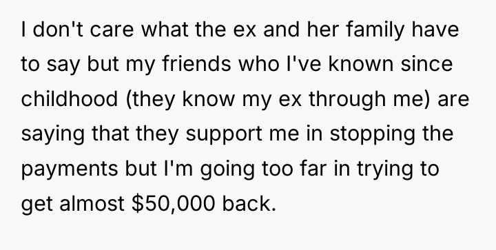 I don't care what the ex and her family have...