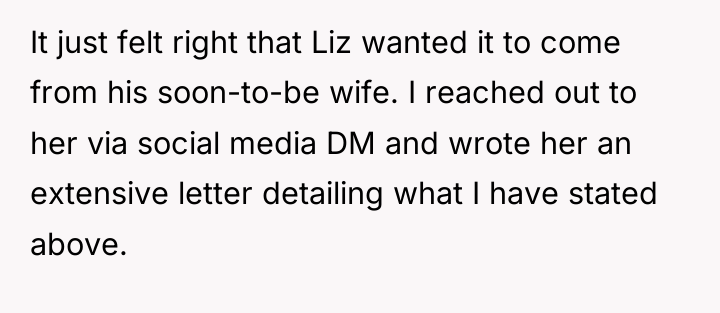 It just felt right that Liz wanted it to come...