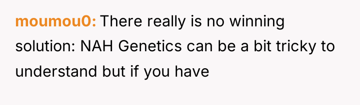 moumou0 There really is no winning solution: NAH Genetics can...