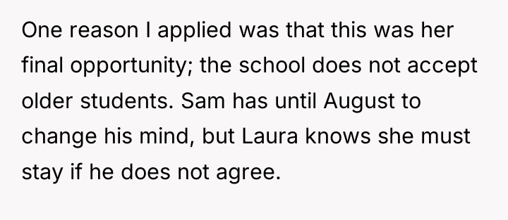 One reason I applied was that this was her final...