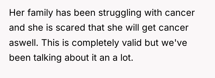 Her family has been struggling with cancer and she is...
