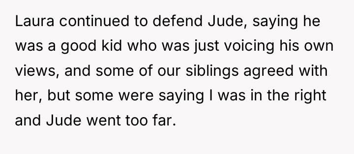 Laura continued to defend Jude, saying he was a good...