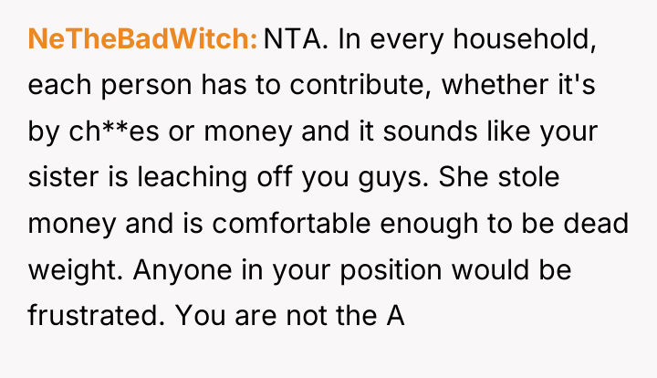 NeTheBadWitch NTA. In every household, each person has to contribute,...