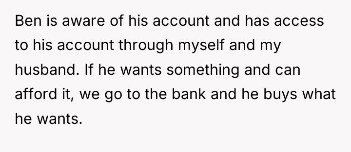 Ben is aware of his account and has access to...