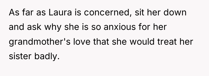 As far as Laura is concerned, sit her down and...