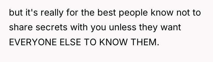 but it's really for the best people know not to...