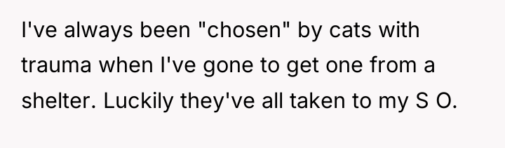 I've always been "chosen" by cats with trauma when I've...