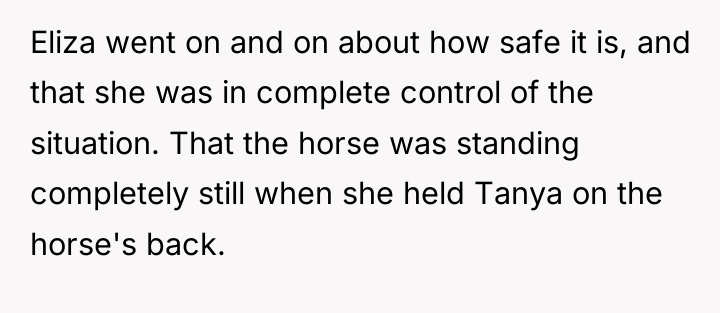 Eliza went on and on about how safe it is,...