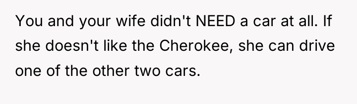 You and your wife didn't NEED a car at all....