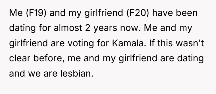 Me (F19) and my girlfriend (F20) have been dating for...