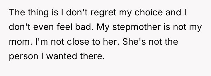 The thing is I don't regret my choice and I...
