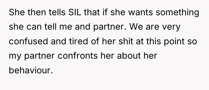 She then tells SIL that if she wants something she...