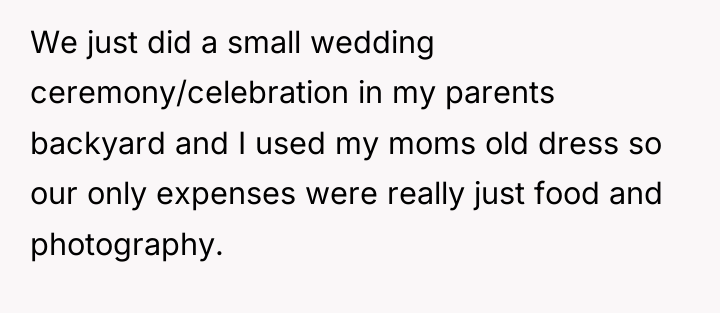 We just did a small wedding ceremony/celebration in my parents...