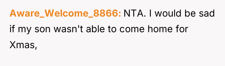 Aware_Welcome_8866 NTA. I would be sad if my son wasn't...