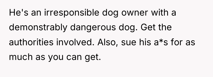 He's an irresponsible dog owner with a demonstrably dangerous dog....