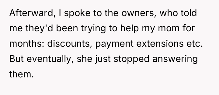 Afterward, I spoke to the owners, who told me they'd...
