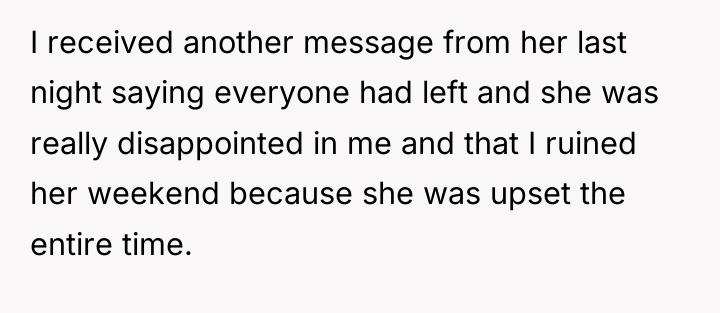 I received another message from her last night saying everyone...